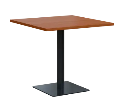 SQT 450 - 3 stůl hranlatý, deska 800x800 mm, síla 25 mm, trubková noha černá, olše jantar